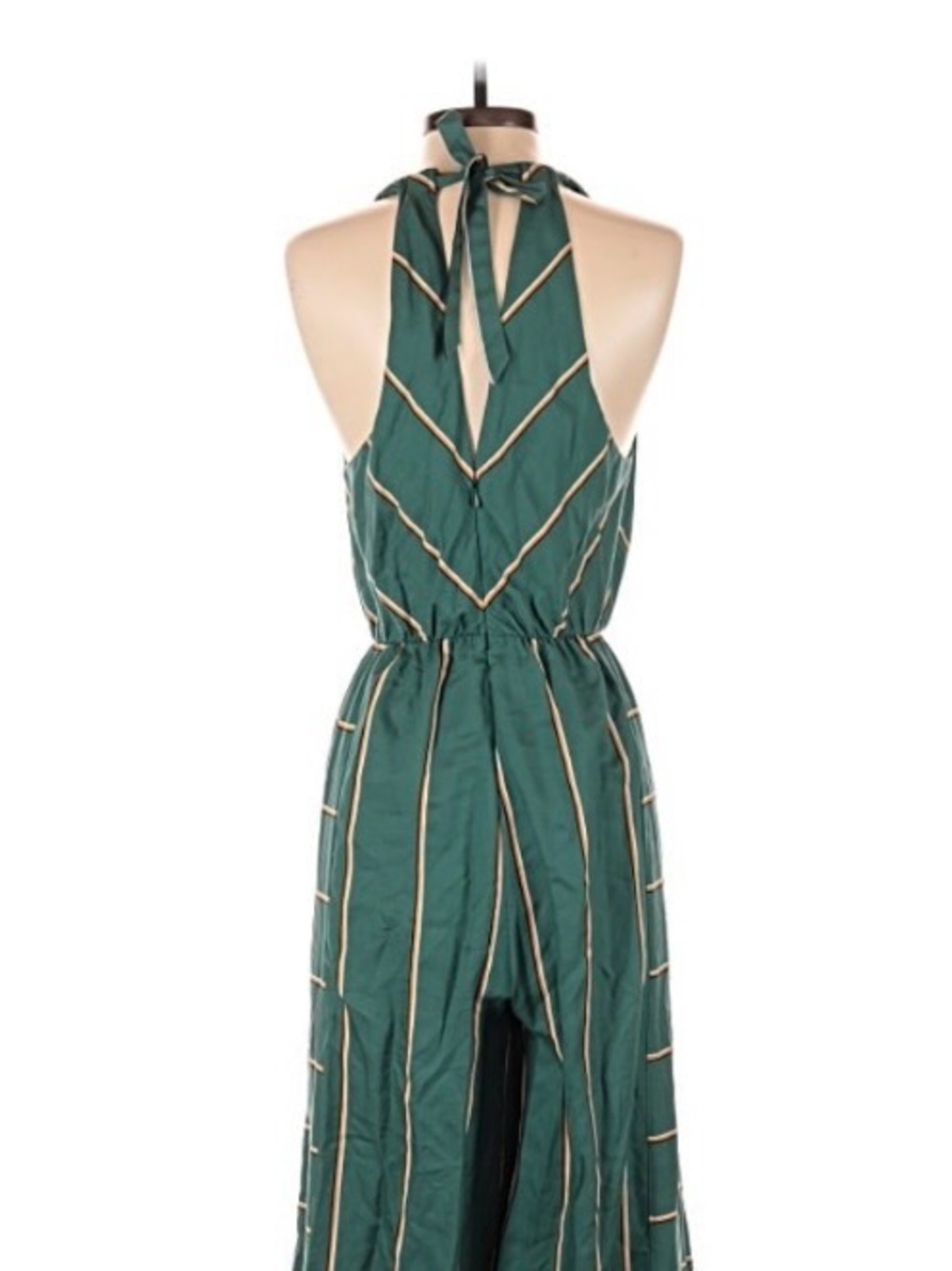 Anthropologie Green Striped V-Neck Wide-Leg Jumpsuit - Picture 15 of 15